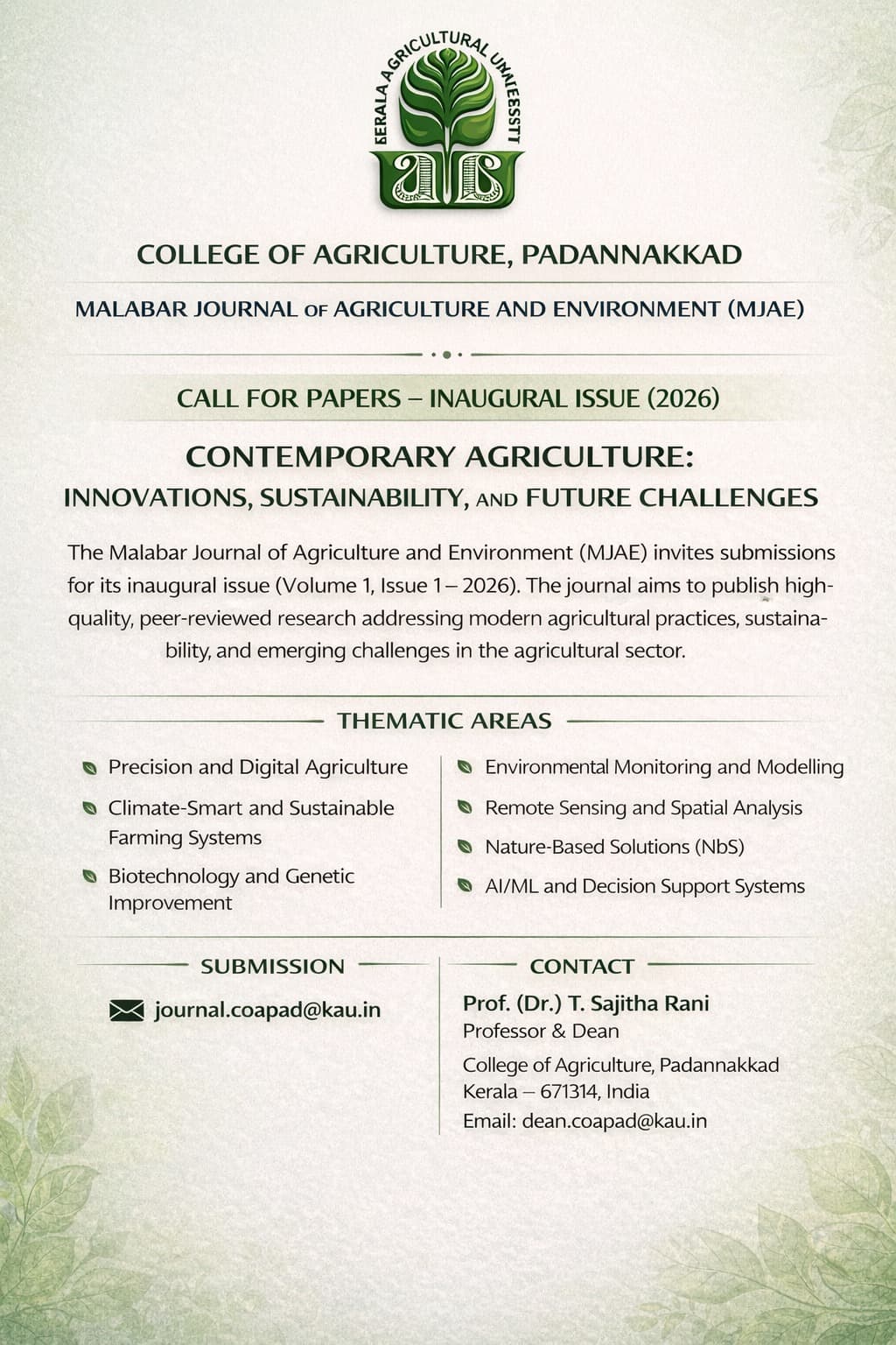 Call for Papers — MJAE